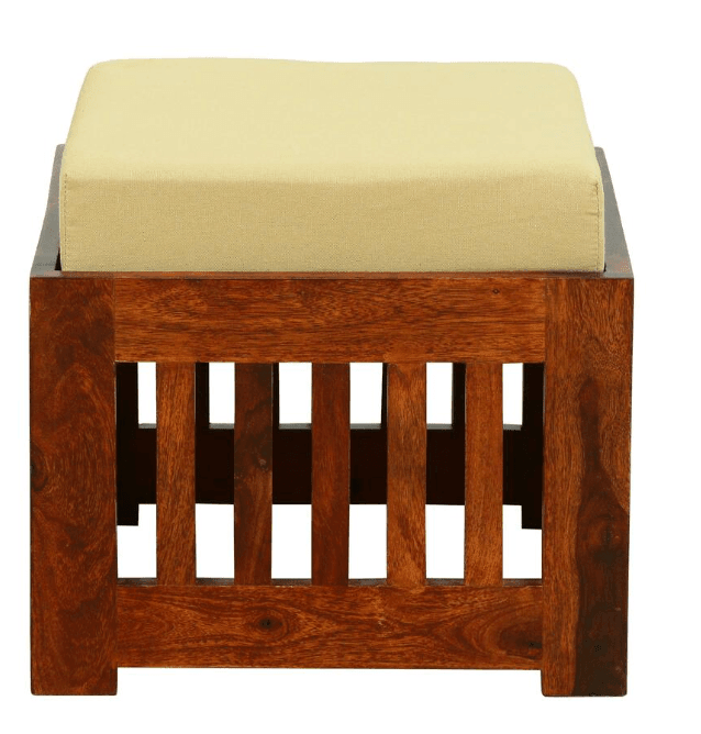 Solid Wooden Coffee Table With 4 Stools – Natural Finish - Ouch Cart 