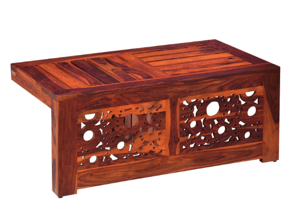 Sheesham Wood Coffee table with 2 stools - Ouch Cart 