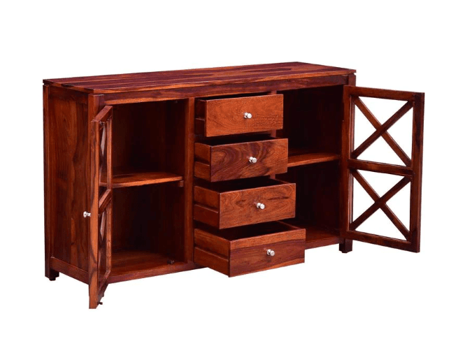 Beautiful Cross Design Sheesham Wood console table With Drawer - Ouch Cart 