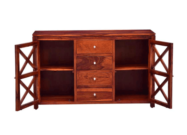 Beautiful Cross Design Sheesham Wood console table With Drawer - Ouch Cart 