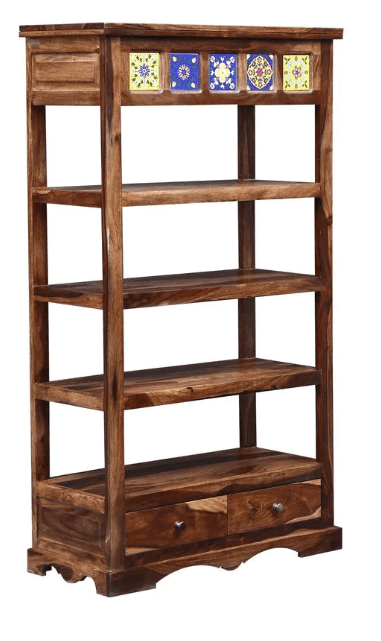 Sheesham Wood Bookshelf (Walnut Finish) - Ouch Cart 