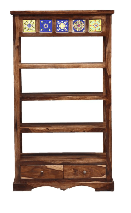 Sheesham Wood Bookshelf (Walnut Finish) - Ouch Cart 