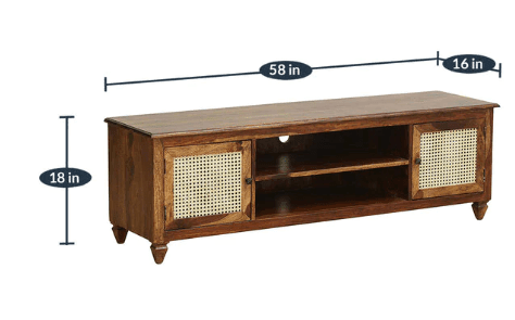 Wooden TV Stand Unit for Living Room with 2 Cabinets & Shelf Storage - Ouch Cart 