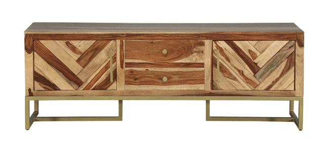 Sheesham Wood TV cabinet Natural Teak Finish - Ouch Cart 