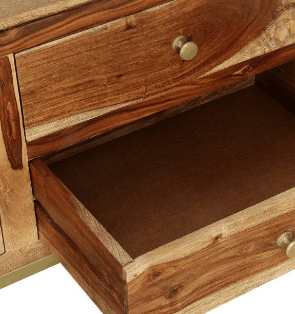 Sheesham Wood TV cabinet Natural Teak Finish - Ouch Cart 