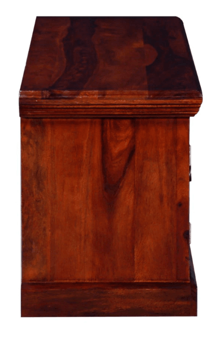 Sheesham Wood TV Unit for Living Room Television Stand with 2 Door Cabinet & 2 Shelf Storage for Bedroom (Walnut Finish) - Ouch Cart 