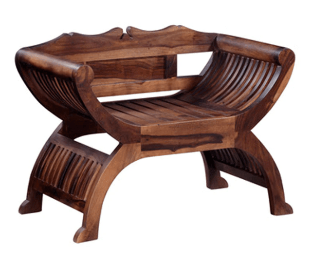 Solid Sheesham Wood Armchair In Teak Finish - Ouch Cart 