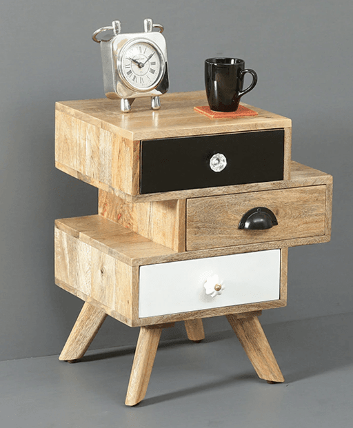 Beautiful Design Mango Wood Bedside chest with 3 Drawer Storage - Ouch Cart 