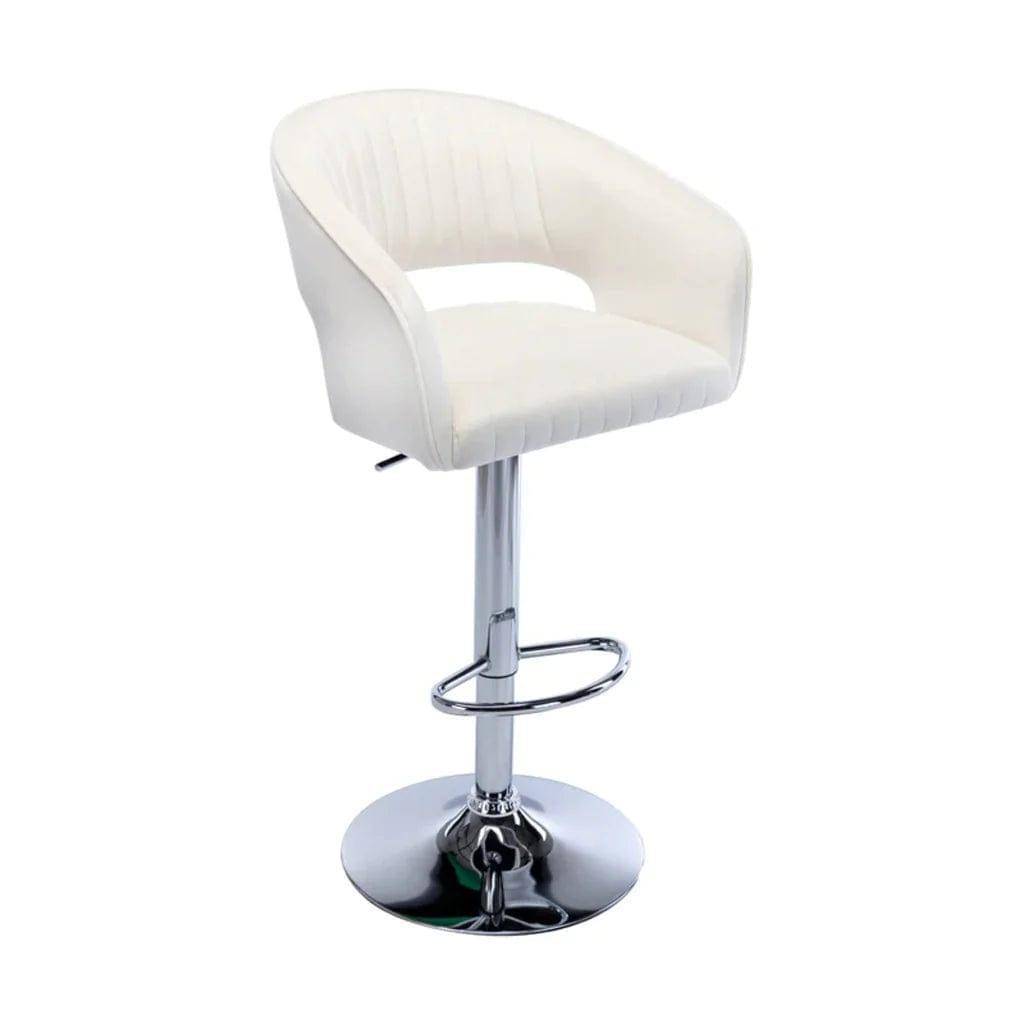 White Plush Feel Velvet Adjustable Bar Stool - Ouch Cart 