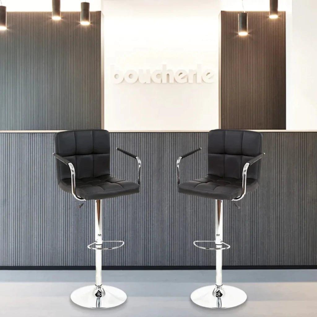 Tufted Black Velvet Adjustable Bar Stool - Ouch Cart 