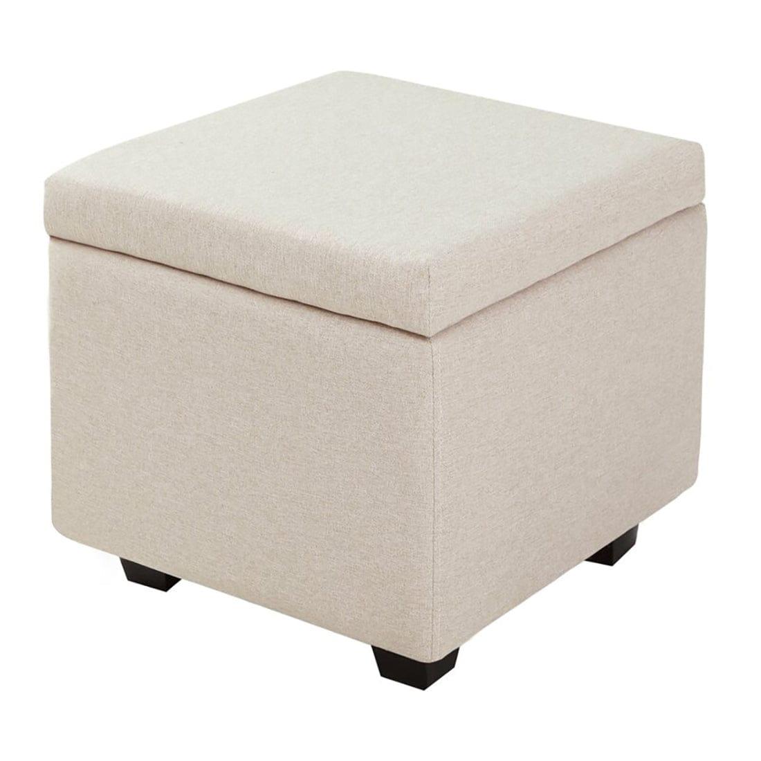 DOE BUCK SQUARE STOAGE OTTOMAN WITH STORAGE WHITE - Ouch Cart 