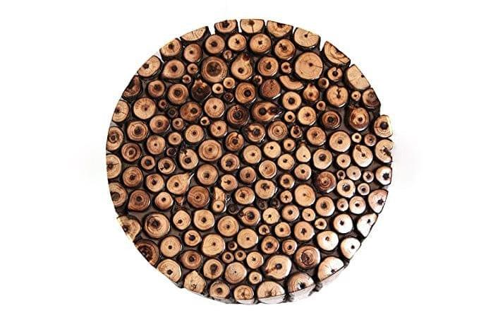 Round Wooden Stool Natural Wood Logs Best Used as Bedside Tea Coffee Plants Table for Bedroom Living Room Outdoor Garden Furniture - Ouch Cart 