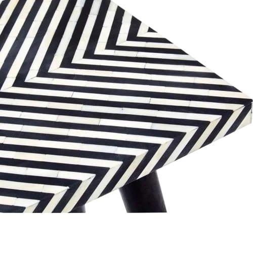 Rectangular Black and White Geometrical Pattern Resin Inlay Console Table - Ouch Cart 