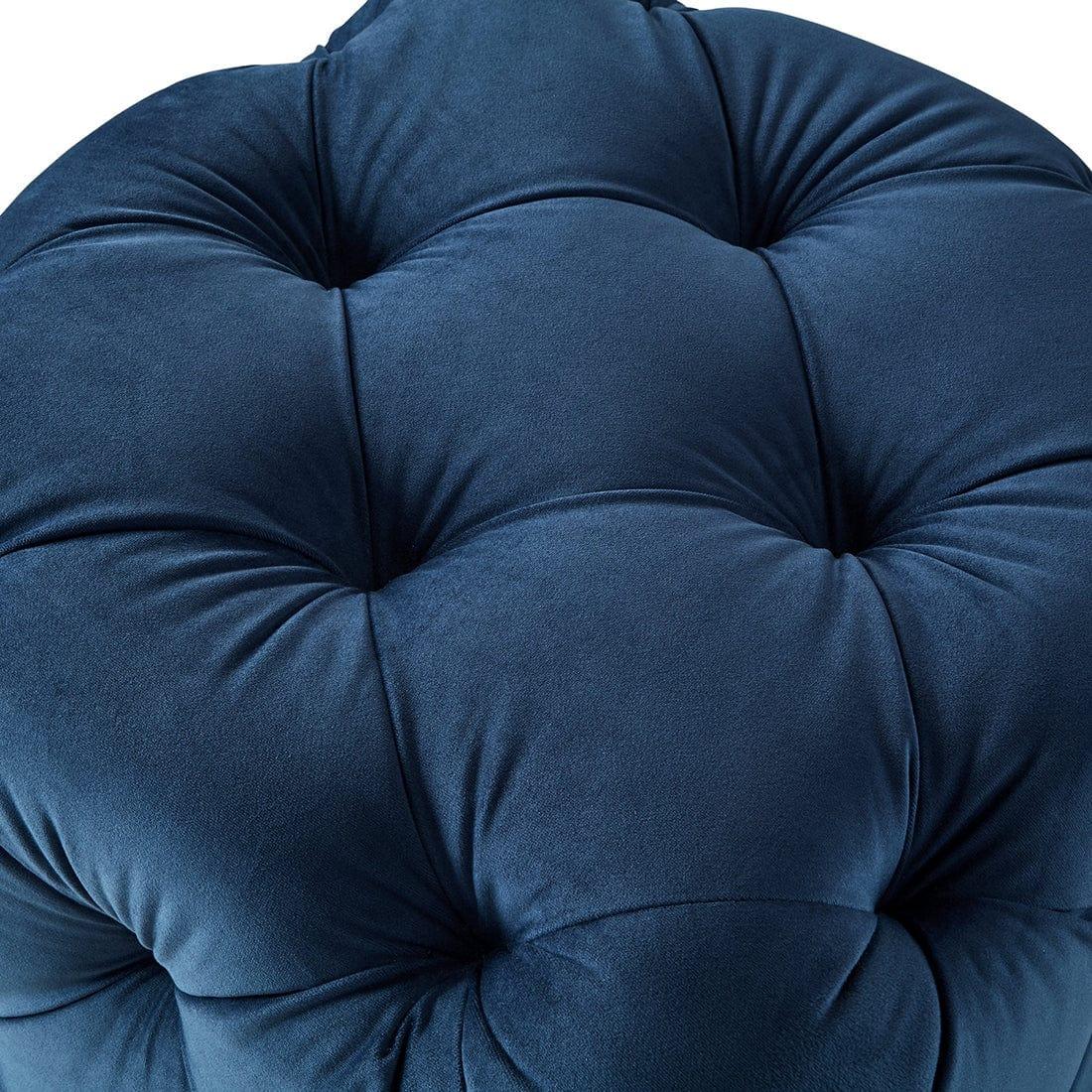 DOE BUCK SQUARE TUFTED VELVET OTTAMAN/POUFEE IN ROYAL BLUE - Ouch Cart 