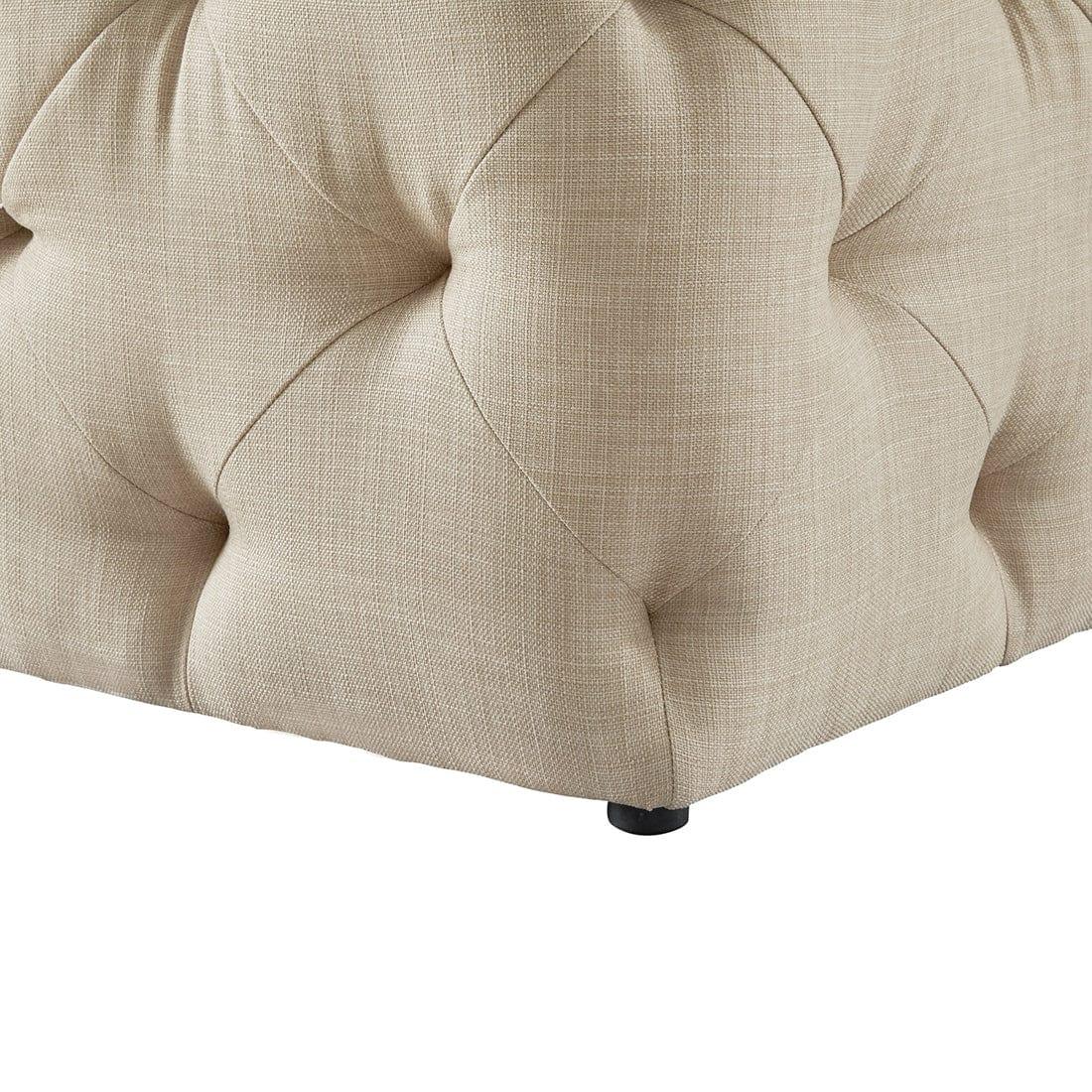 DOE BUCK SQUARE TUFTED VELVET OTTAMAN/POUFEE IN CREAM - Ouch Cart 