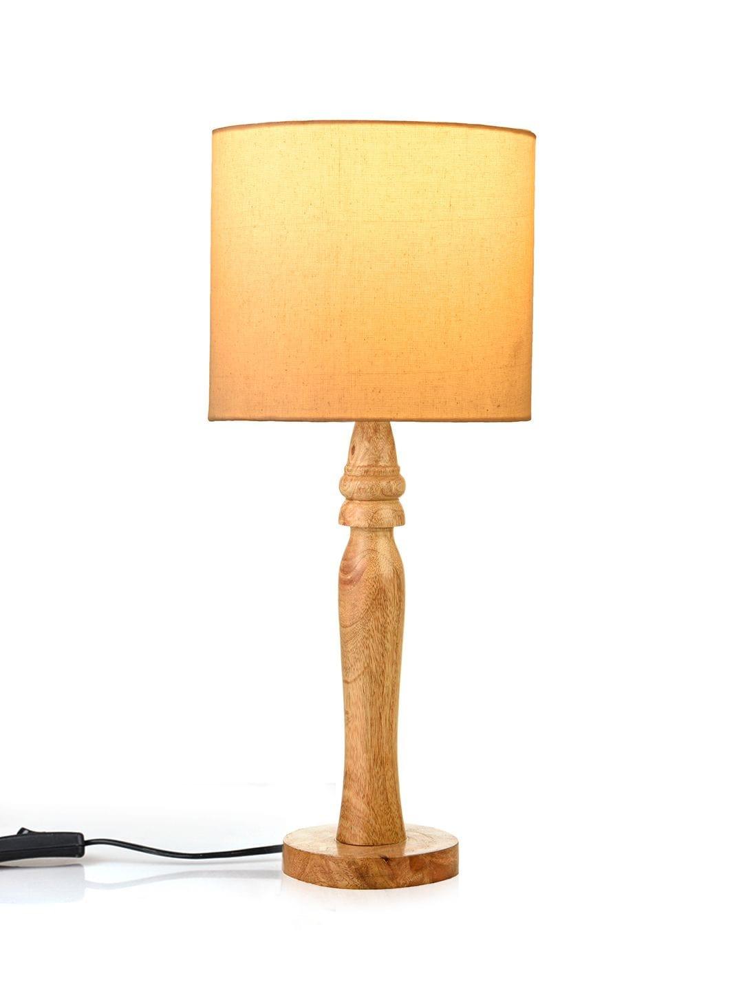 Round Brown Lamp with White Cotton Shade - Ouch Cart 