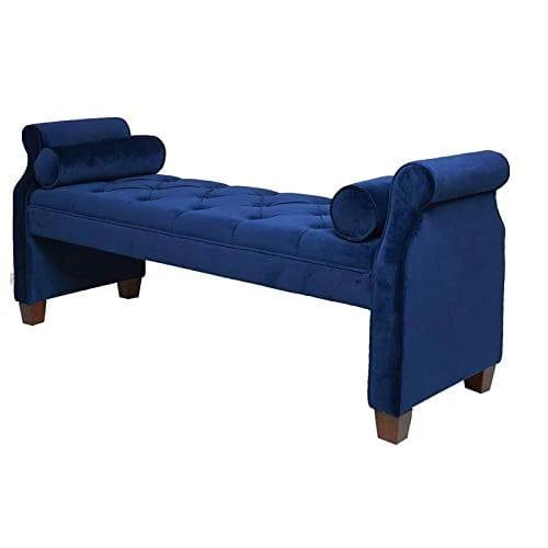 Tufted Roll Arm Entryway Bench in Navy Blue - Ouch Cart 
