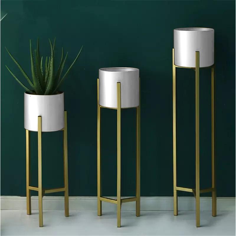 Plant Stand | 3 pcs Modern Planters for Indoor Plants | Metal Floor Planter Set with Foldable Stand (Pack of 3) - Ouch Cart 