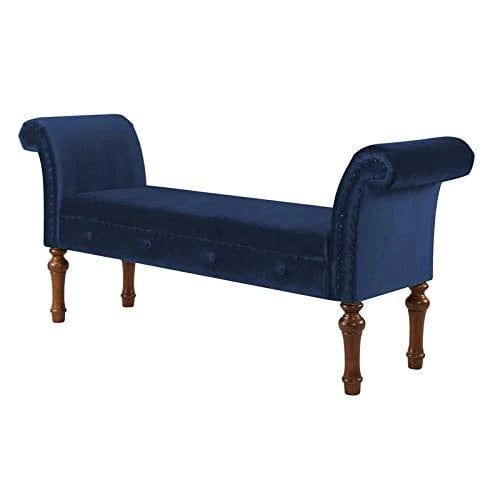 Roll Arm Entryway Bench in Navy Blue - Ouch Cart 