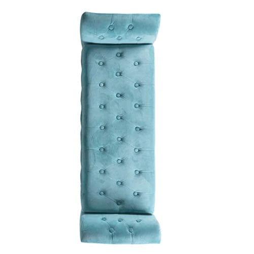 Fabric Velvet Tufted Storage Bench Settee - With Wood Legs, Teal - Ouch Cart 