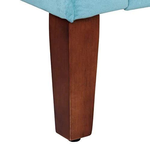 Fabric Velvet Tufted Storage Bench Settee - With Wood Legs, Teal - Ouch Cart 