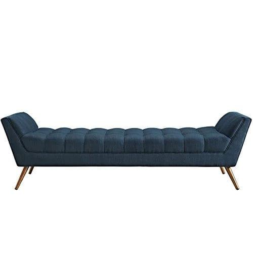 Century Modern Bench Large Upholstered Fabric in Azure - Ouch Cart 