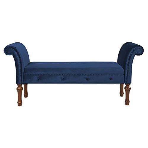 Roll Arm Entryway Bench in Navy Blue - Ouch Cart 