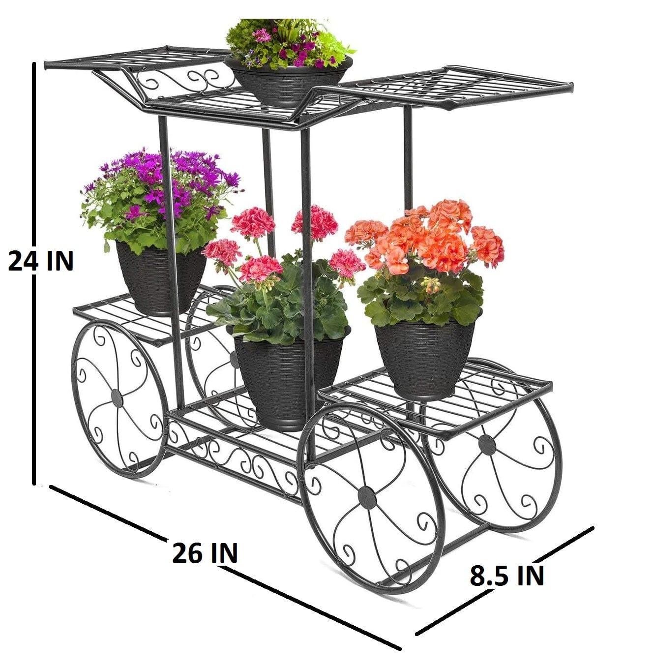 6-Tier Cart Planter Stand, Outdoor Flower Rack