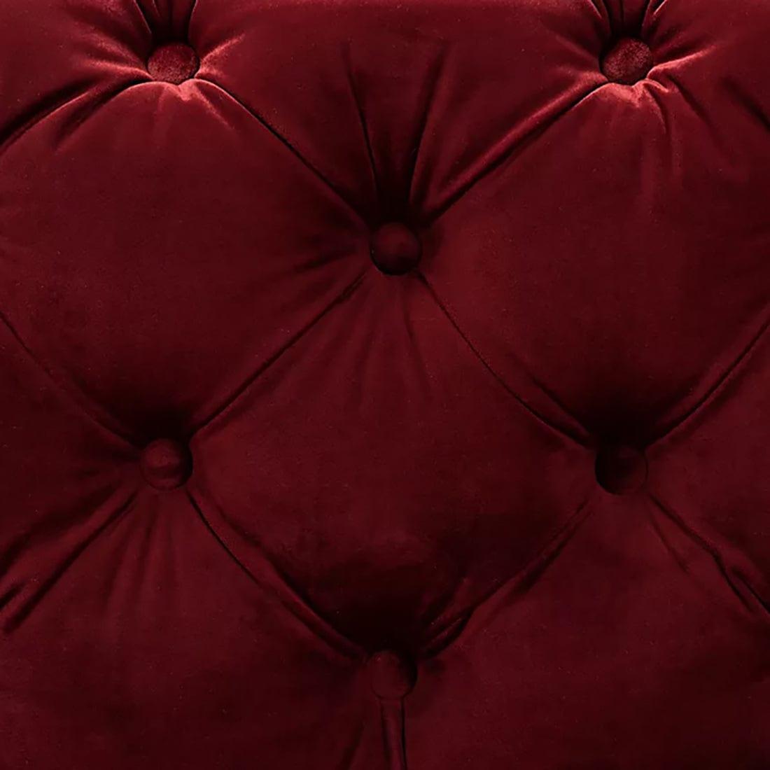 DOE BUCK SQUARE VELVET OTTOMAN/POUFEE IN BURGUNDY /GOLD