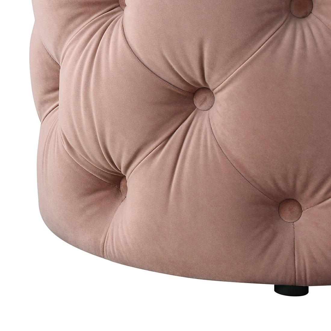 DOE BUCK ROUND TUFTED VELVET OTTAMAN/POUFEE IN PINK - Ouch Cart 