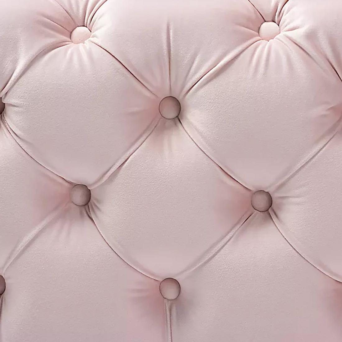 DOE BUCK SQUARE VELVET OTTOMAN/POUFEE (BABY PINK )