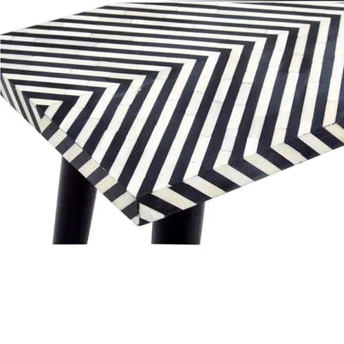 Rectangular Black and White Geometrical Pattern Resin Inlay Console Table - Ouch Cart 