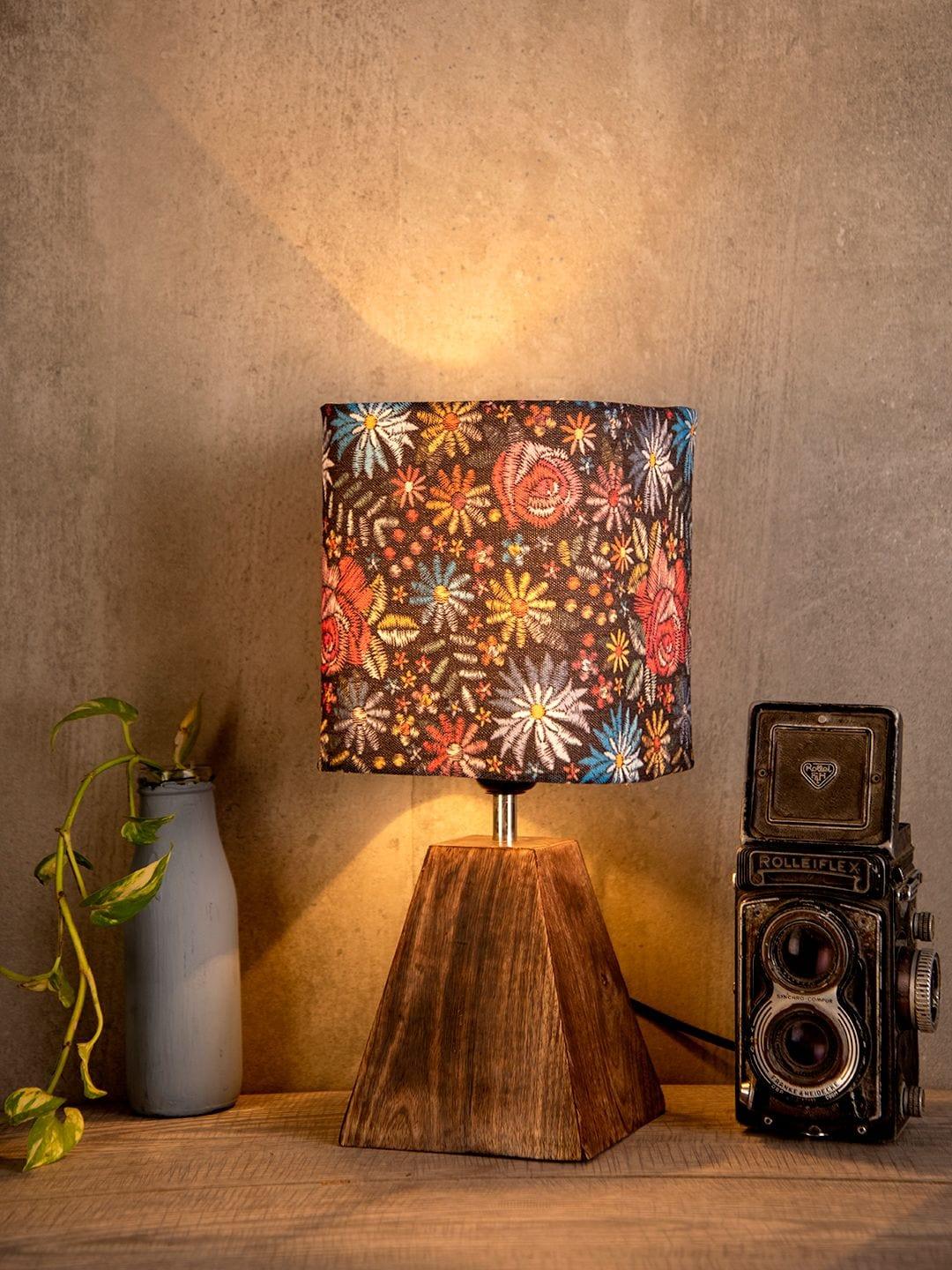 Pyramid Black Floral Stich Lamp - Ouch Cart 