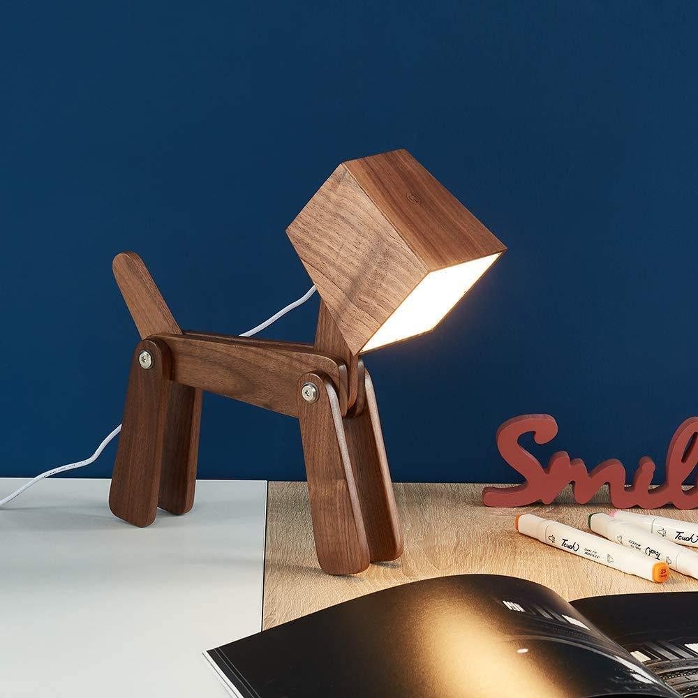 Wooden Dog-Shaped Study lamp