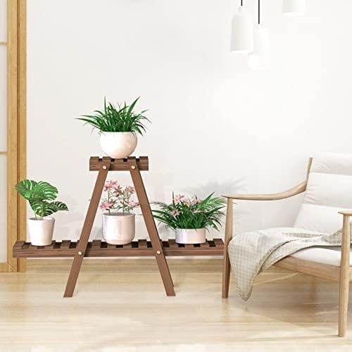 Wooden Plant Stand for Balcony Living Room Indoor Outdoor (3 Tier) - Ouch Cart 