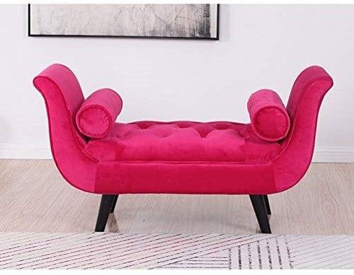 Sofa Bench,Velvet Window Seat Upholstered Bench Bedroom Lounge Bench Bed End Seat Stool Sofa Bench Footstool Seat for Home Living Room - Ouch Cart 