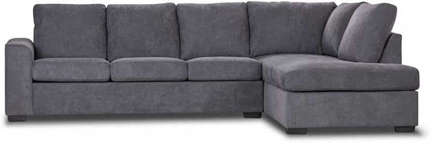 Christo Corner L Shaped 3-Seat Sofa with RHF Chaise Lounge Couch Upholstered Cover -Dark Grey - Ouch Cart 