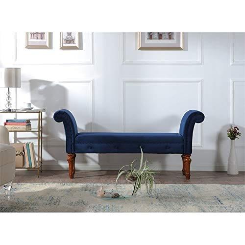 Roll Arm Entryway Bench in Navy Blue - Ouch Cart 