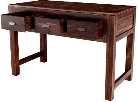 Standard Size Sheesham Wooden Three Drawer Study & Laptop Table in Provincial Teak Finishing - Ouch Cart 