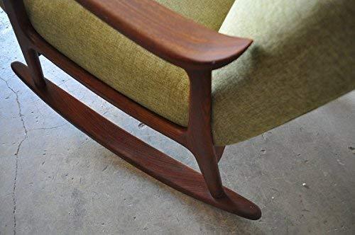 Hand Carved Rocking Chair Cushioned Back & Seat, Teak Wood Rocking Chair (Standard, Green) - Ouch Cart 