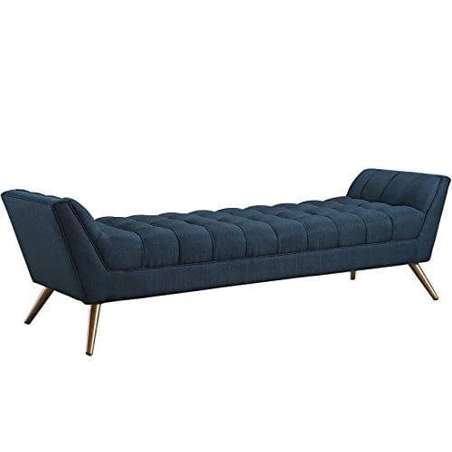 Century Modern Bench Large Upholstered Fabric in Azure - Ouch Cart 