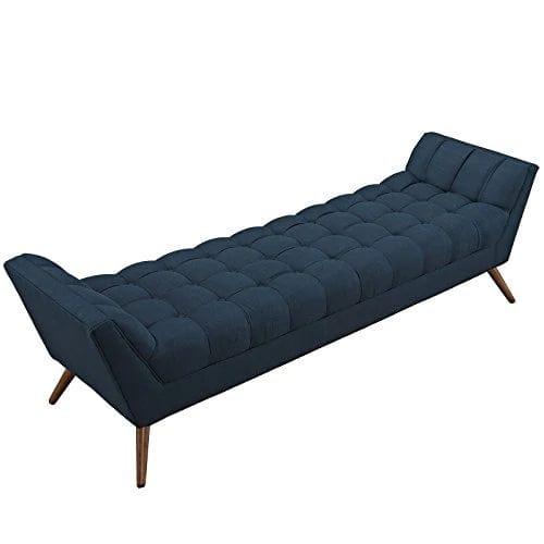 Century Modern Bench Large Upholstered Fabric in Azure - Ouch Cart 