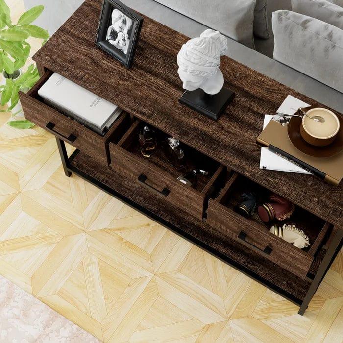 wooden And Iron Console Table - Ouch Cart 