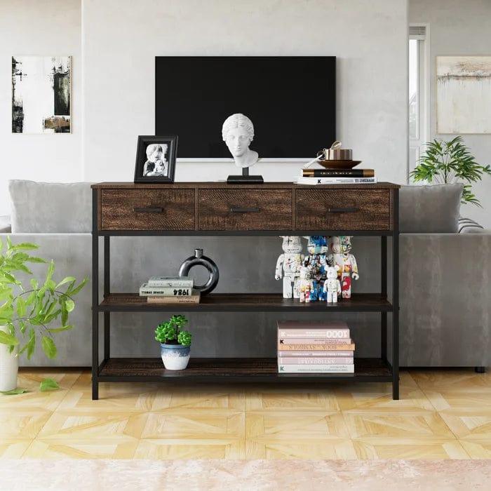 wooden And Iron Console Table - Ouch Cart 