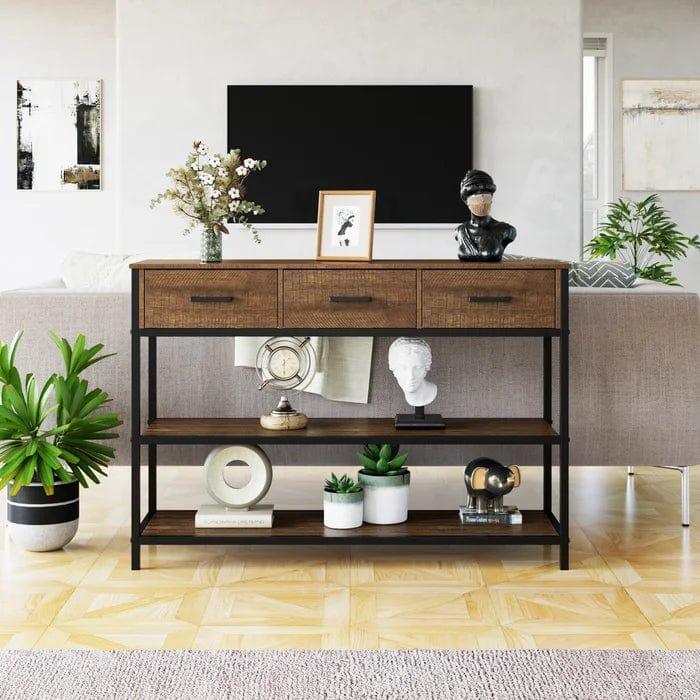 wooden And Iron Console Table - Ouch Cart 