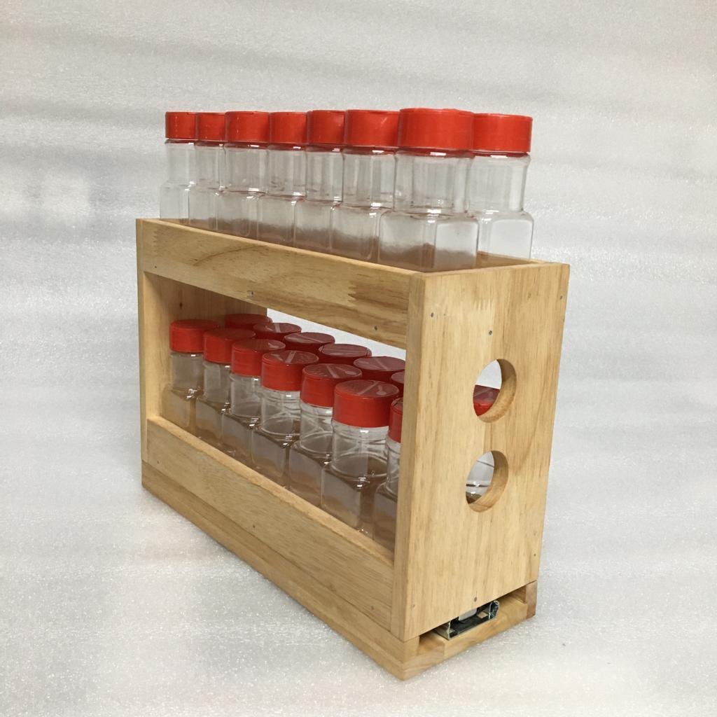 Sliding Kitchen Wooden Spice/Condiment Rack One Slide With 28 Bottles ( With Complementary Coaster ) By Miza - Ouch Cart 