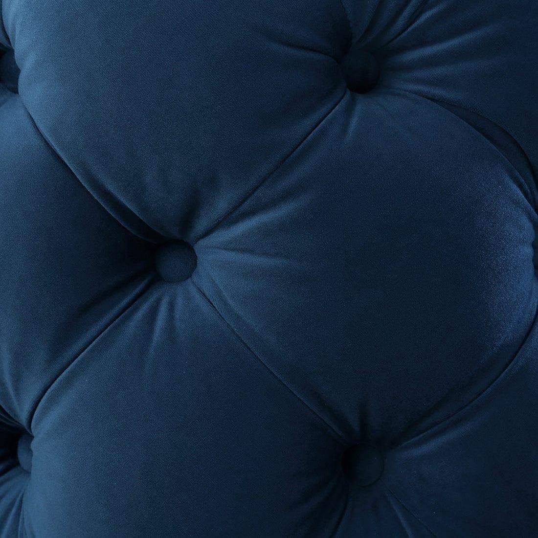 DOE BUCK ROUND TUFTED VELVET OTTAMAN/POUFEE IN ROYAL BLUE - Ouch Cart 