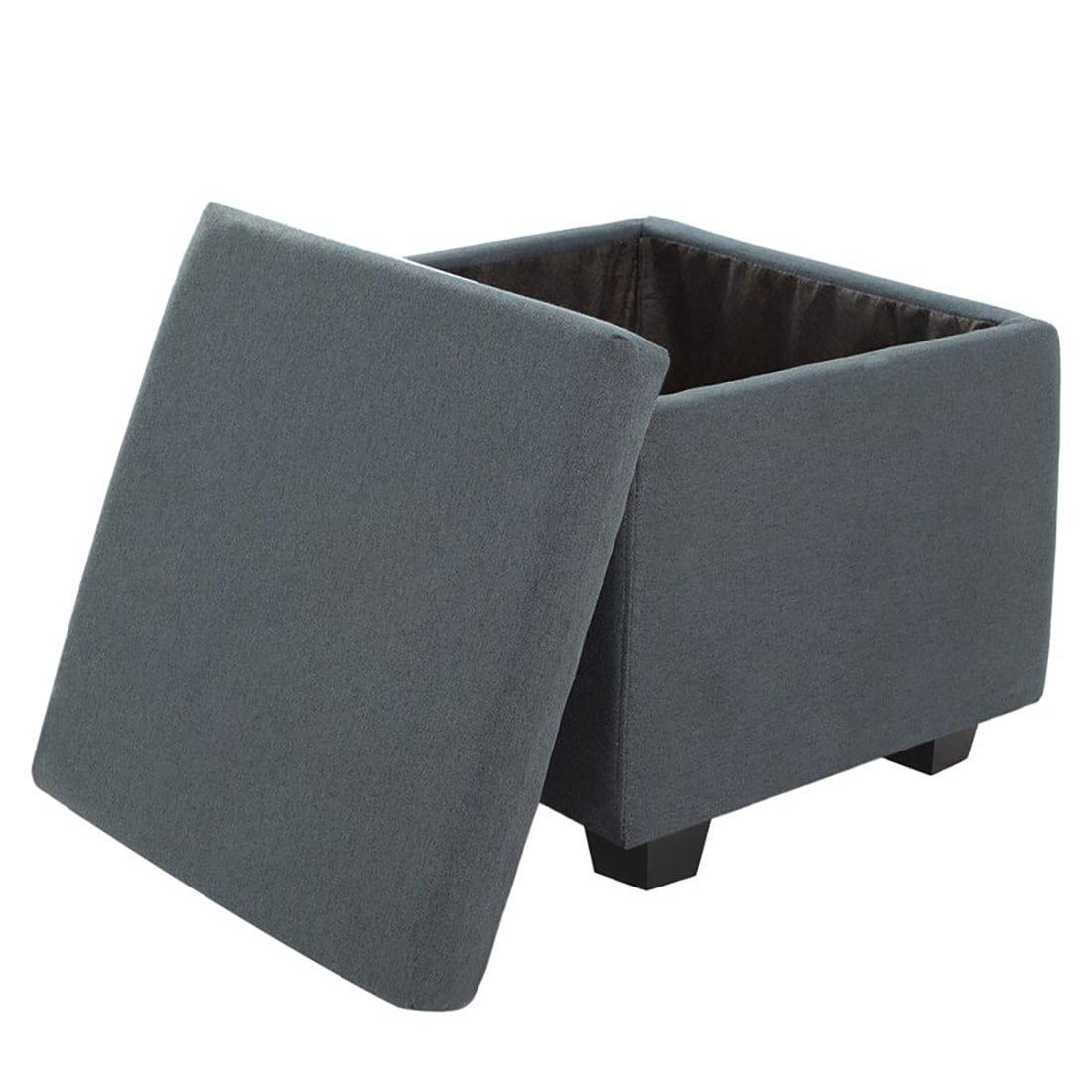 DOE BUCK SQUARE STOAGE OTTOMAN WITH STORAGE GREY - Ouch Cart 