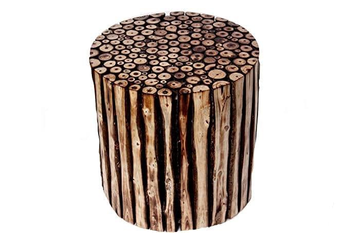 Round Wooden Stool Natural Wood Logs Best Used as Bedside Tea Coffee Plants Table for Bedroom Living Room Outdoor Garden Furniture - Ouch Cart 