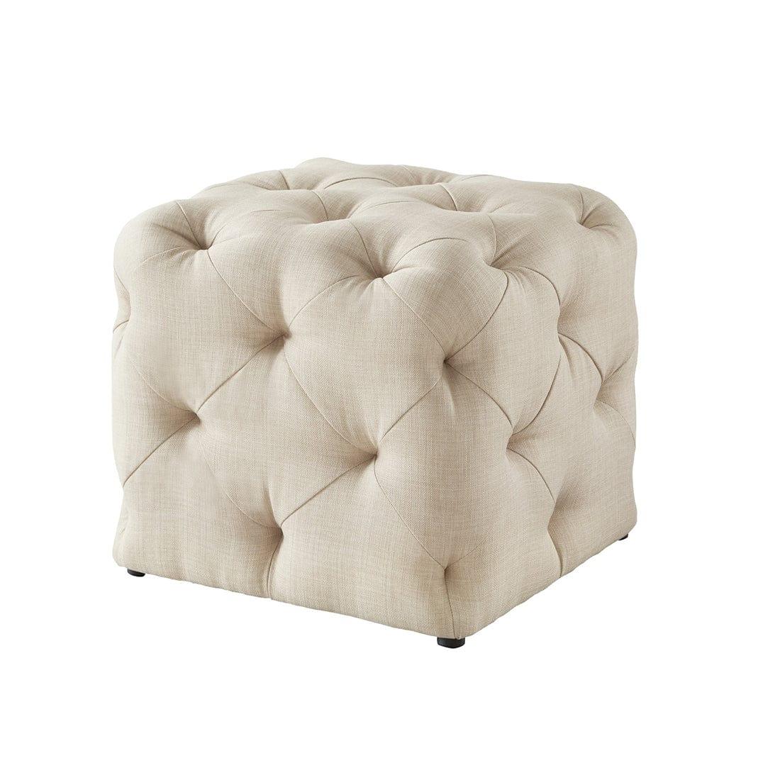 DOE BUCK SQUARE TUFTED VELVET OTTAMAN/POUFEE IN CREAM - Ouch Cart 